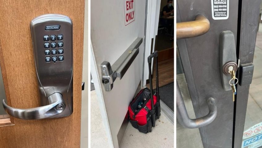 Commercial door lock & handle install